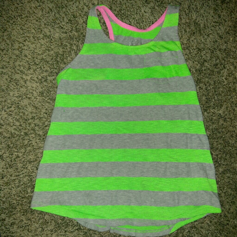 Green and grey striped tank